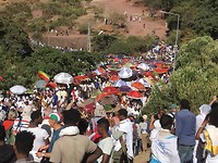 Processie tijdens Timkat in Lalibela