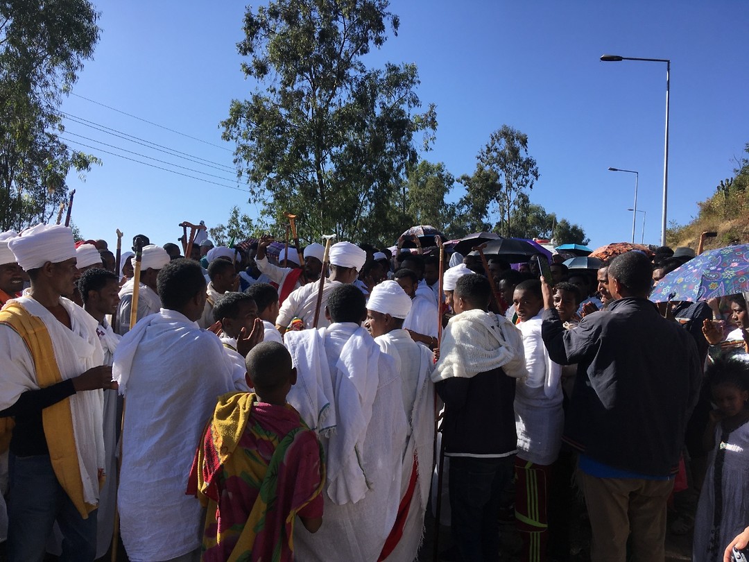 Processie tijdens Timkat in Lalibela