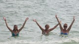 In de zee!
