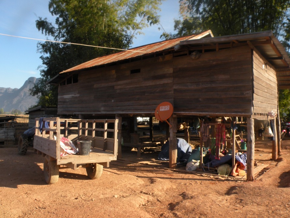 In Laos huizen op palen