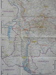 Kaart van Zuid Laos.