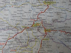 De kaart van Zuid Laos.