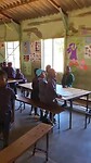 De juf begroeten
