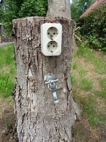 Boom met wandcontactdoos en kraan