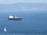 het enige grote schip in de baai