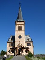 De kathedraal van de Lofoten (gebouwd tussen 1895 - 1898)