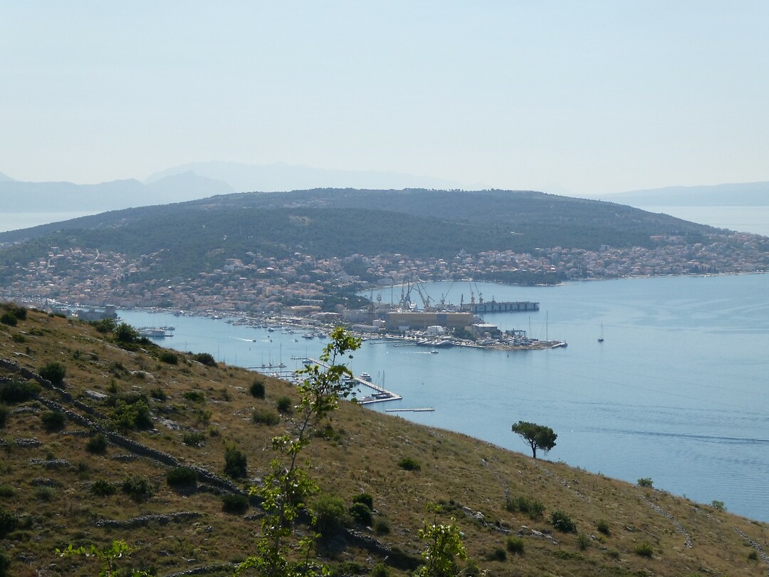 Trogir vanaf hoogte net na vertrek richting Slovenië