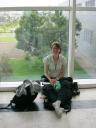 Anne op vliegveld Addis Ababa