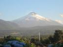 Uitzicht hostel Pucon, onze vulkaan