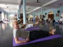 Bas op de yoga mat