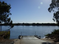 De ferry om the Murray River over te steken bij Wellington