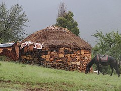 Lesotho hut in een bergdorpje