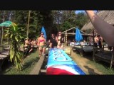 Playing beer pong