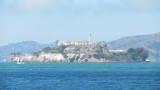 Zicht op Alcatraz vanaf boot terug naar SF