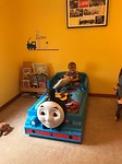 happy with his thomas bed