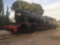 Een locomotief op het station gisteravond