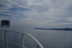Een achteruitkijkspiegel op de jetfoil naar Yakushima ???