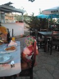 In slaap gevallen in restaurant