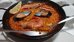 Paella in het restaurantje van de camperplaats