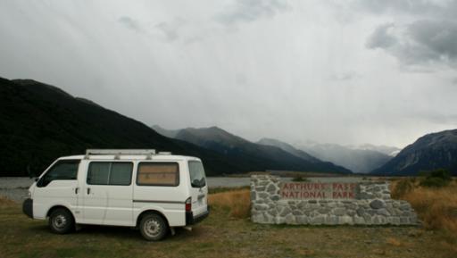 Niet zo'n mooi weer tijdens de Arthur's Pass