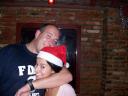hugging Santa Claus