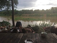 River chilling at the Utopia bar