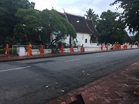 Monks going back to their temple