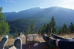 Uitzicht 'camping' 's ochtends