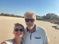 Selfie op het witte zand