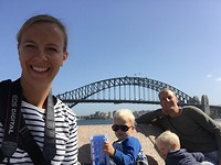 Selfie met op de achtergrond Harbour Bridge
