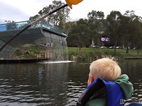 Vanaf de waterfiets in hartje Adelaide