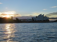 zonsondergang in Sydney Bay