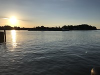 Dordrecht haven met een mooi ondergaand Lonnetje