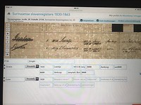 Het zie je een stukje van een scan waar ik mee bezig ben geweest voor het slavenregister.