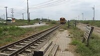 Het treinstation waar we opgestapt zijn. Twee balken en een bord dat is het station.