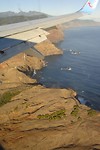 Uitzicht vanuit vliegtuig op Madeira