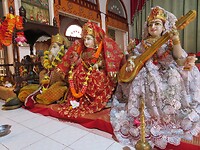 De Shree Vishnu Mandir, een kleinere Hindoetempel, centrum Paramaribo.