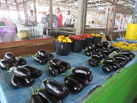 Verse aubergines op de lokale markt