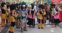 Bonte bende volk op carnaval
