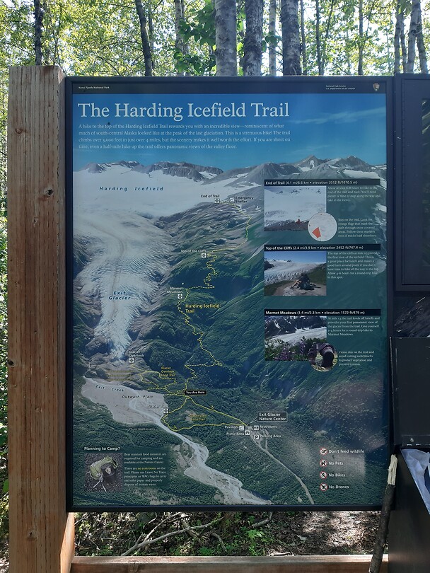 Overzicht Harding Icefield trail