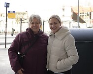 Jolanda (mijn mama) bij het vertrek naar Oslo