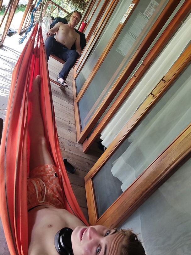 Chillen op de veranda van onze lodge