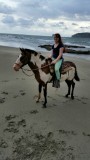 mylene op pinto op het strand
