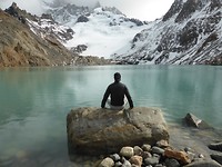 Fitz Roy Trail, eindpunt: Laguna de Los Tres (en Fitz Roy in de mist)