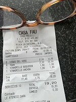Rekening 8x Tapas en 2 glazen rosé
