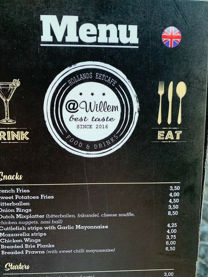 .Menu bij Willem