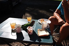 Ontbijt op de camping in Pemberton