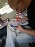 In trein naar NInh Binh 'hard seats'
