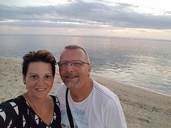 Even het strand op voor de zonsondergang