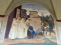 Een van de Fresco’s in de ommegang